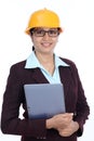 Young Indian female engineer with tablet computer Royalty Free Stock Photo