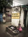 Young Indian girl in a poor rural village in India