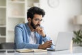 Young Indian Male Writer Working With Laptop At Home Office Royalty Free Stock Photo
