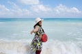 A young Indian woman enjoying in the seas of Radhanagar Beach, Havelock Island Royalty Free Stock Photo