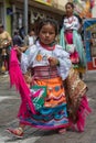 Young indigenous kechwa girl in traditional wear outdoors