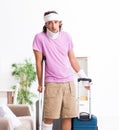 Young injured man preparing for the trip Royalty Free Stock Photo