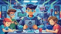 Young Innovators at a High-Tech Robotics Workshop Royalty Free Stock Photo
