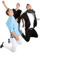 Young interracial teens jumping Royalty Free Stock Photo