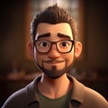 Romantic Cartoon-like 3d Pixar Character: Zhao With Glasses Royalty Free Stock Photo