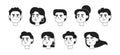 Young investors monochrome flat linear character heads bundle