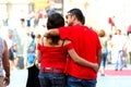 Young Italian couple walking on the streets of Rome, on a beautiful summer day. Royalty Free Stock Photo