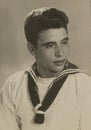 Young Italian soldier sailor close-up portrait in the 50s