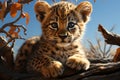 young jaguar face, AI generated Royalty Free Stock Photo