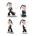 Young Japan Samurai Cartoon Character Vector Royalty Free Stock Photo