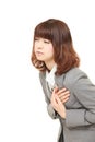 Young Japanese businesswoman heart attack Royalty Free Stock Photo