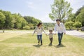 Young Japanese children enjoying in the park