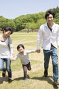 Young Japanese family enjoying in the park