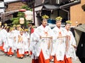 Young Japanese girls dressed and miko shinto pristesses