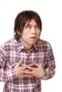 Young Japanese man heart attack Royalty Free Stock Photo