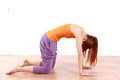 Young Japanese Woman Doing YOGA cat pose Royalty Free Stock Photo