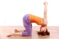 Young Japanese Woman Doing YOGA heron pose Royalty Free Stock Photo