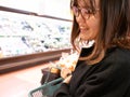 A young Japanese woman grocery shopping