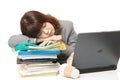 Young Japanese Woman Sleeping on the Table Royalty Free Stock Photo