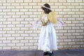 Young Jewish girl dressed up in angel costume on Purim Jewish holiday Royalty Free Stock Photo