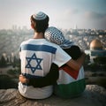 Young Couple in Love: Symbol of Peace and Reconciliation in Jerusalem. Generative AI