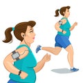 Young jogging woman, loss weight cardio training