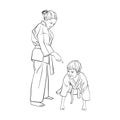 Young karate boy and girl