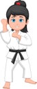 Young karate girl cartoon on white background Royalty Free Stock Photo