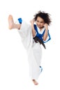 Young kid practicing karate Royalty Free Stock Photo