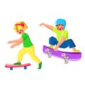 young kid skateboarding vector Royalty Free Stock Photo