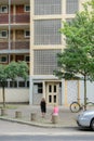 Young kids in front of French apartment building next to HLM hab