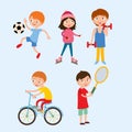 Young kids sportsmens isolated on white vector illustration