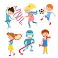 Young kids sportsmens isolated on white vector illustration