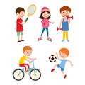 Young kids sportsmens on white vector illustration