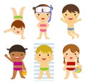 Young kids in swimsuits playing Royalty Free Stock Photo