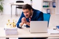 Young king businessman employee working in the office