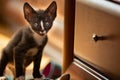 Young kitten playing in home Royalty Free Stock Photo