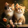 Young kittens. Cute funny cats at home. generative AI