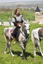 Young knight on horseback Royalty Free Stock Photo