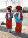 Young lady in bright Chinese palace clothing