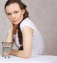 Young lady does some shopping online Royalty Free Stock Photo