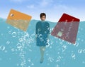 This young lady is drowning in credit card debt Royalty Free Stock Photo