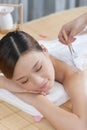 A young lady enjoy body mask in spa salon Royalty Free Stock Photo