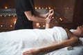 Young lady have stress relieving massage of hand Royalty Free Stock Photo