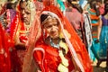 Young lady in indian costume feelings alone Royalty Free Stock Photo