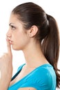 Young lady making silence sign Royalty Free Stock Photo