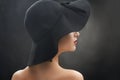 Young lady in a nice black hat. Royalty Free Stock Photo