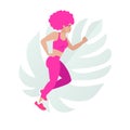 Young lady running. Happy fitness woman. Colorful Woman on white background. Jogging. Dynamic movement. Side view