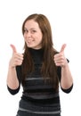 Young lady showing thumb's up sign Royalty Free Stock Photo