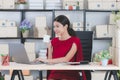 Young lady working at home office Royalty Free Stock Photo